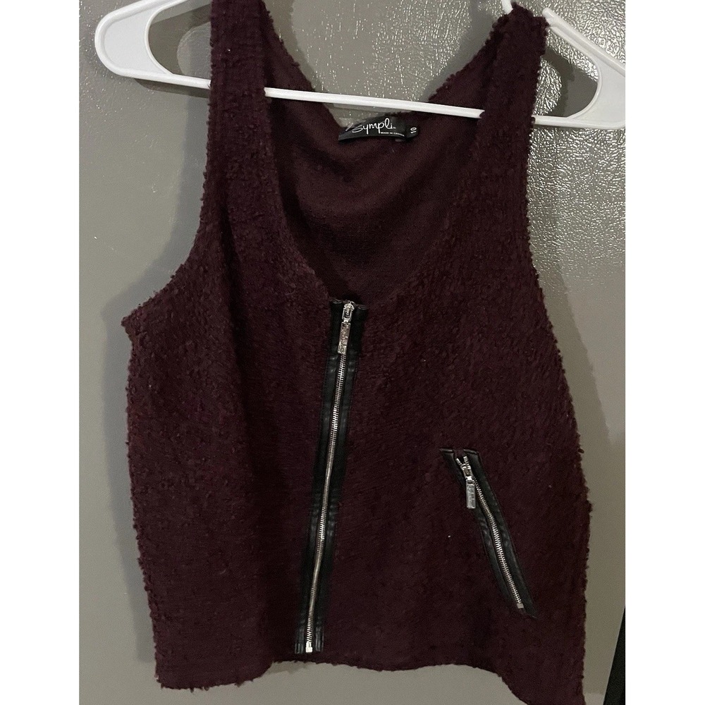 Sympli Shirt Women's 10 Maroon Canada Sleeveless Stretch Blouse Tank Top‎